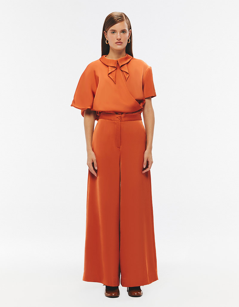 SS25 Straight Trousers PN-8250418 กางเกงยาว ทรงขาตรง ใส่ซิปด้านหน้า ผ้าซาติน