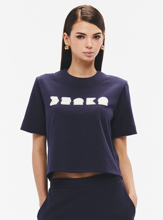 SS25 Velvet Print Crop Tee Blouse BL-8250607