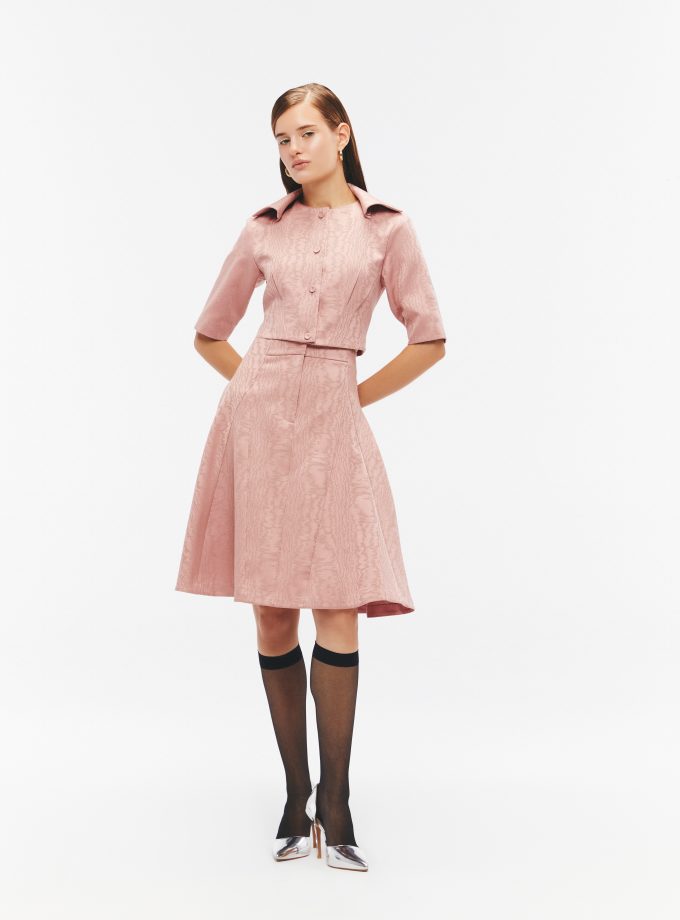 SS25 Wood Grain Jacquard Cropped Jacket JK-8250214