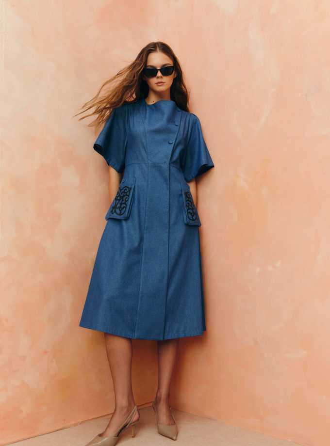 AW25 Graphic Patch Pocket Midi Dress DS-8250810