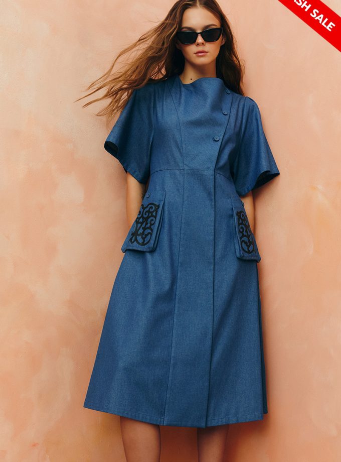 AW25 Graphic Patch Pocket Midi Dress DS-8250810