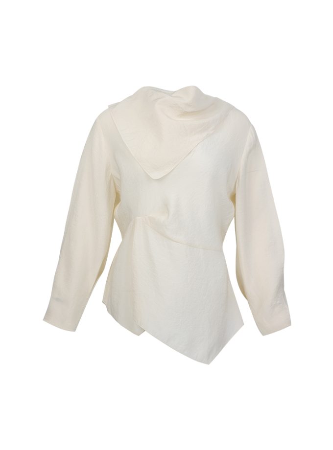 AW25 Drape Neckline Blouse BL-8251003<span> - </span>White, XL