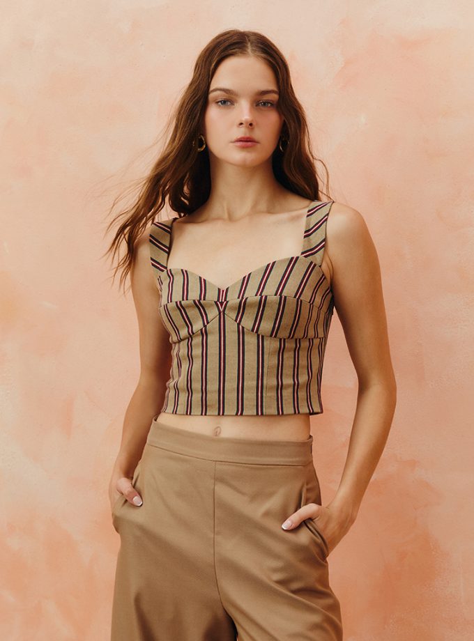 AW25 Ziggy Stripe Cropped Bodice Blouse BL-8251009