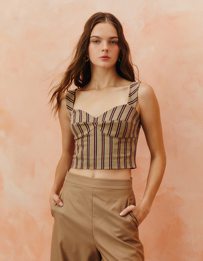 AW25 Ziggy Stripe Cropped Bodice Blouse BL-8251009