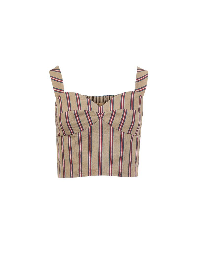 AW25 Ziggy Stripe Cropped Bodice Blouse BL-8251009 - Image 5