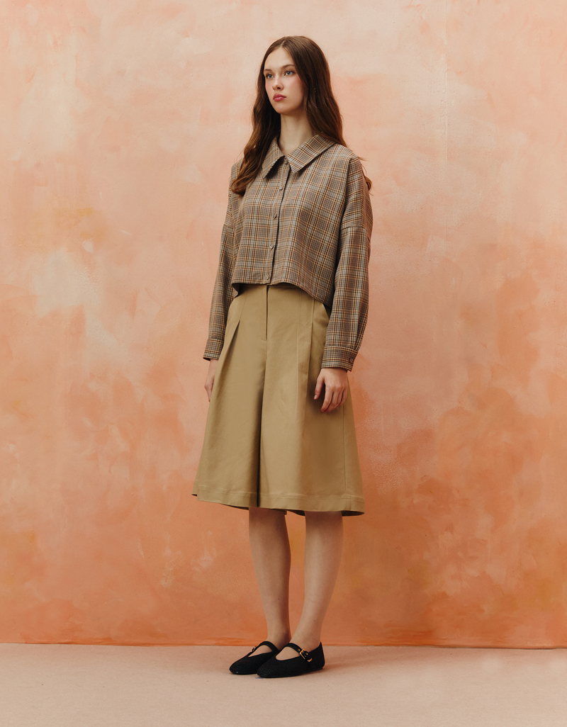 AW25 Plaid Tie-Back Crop Blouse BL-8251103 - Image 5