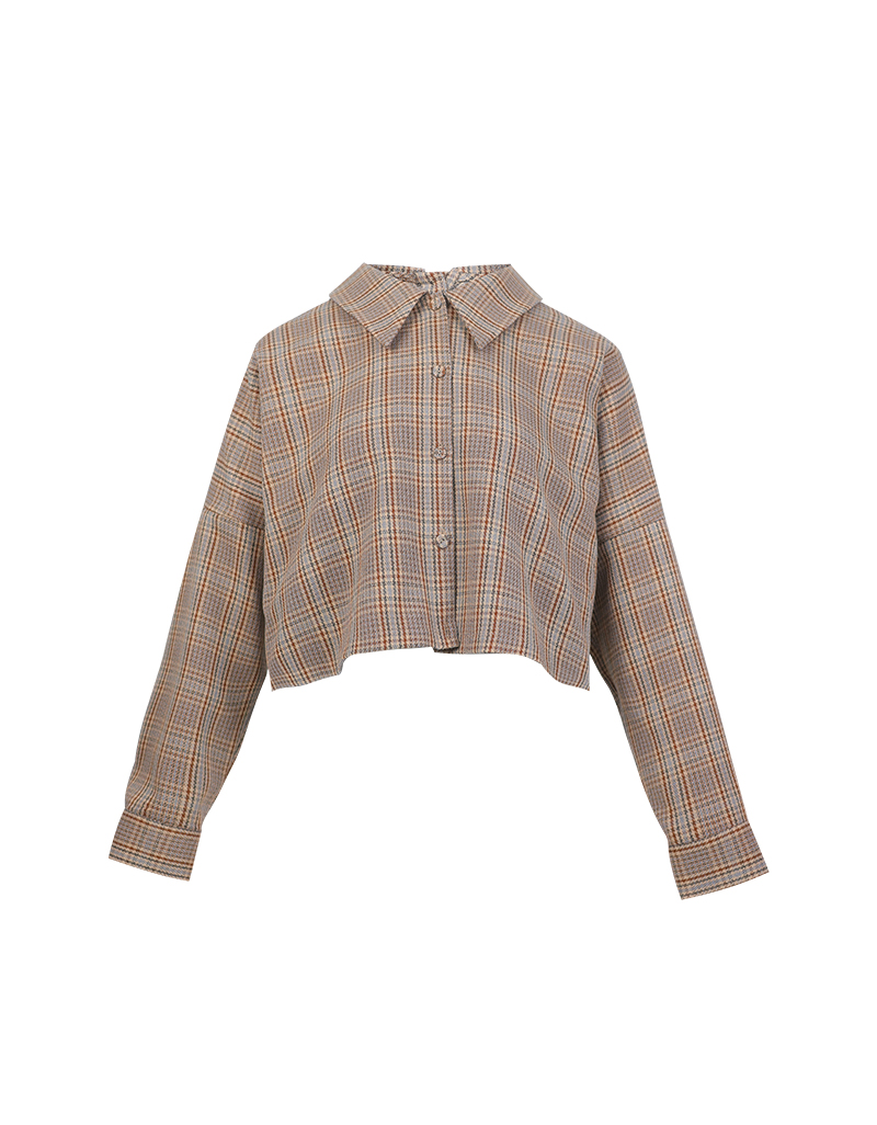 AW25 Plaid Tie-Back Crop Blouse BL-8251103 - Image 9