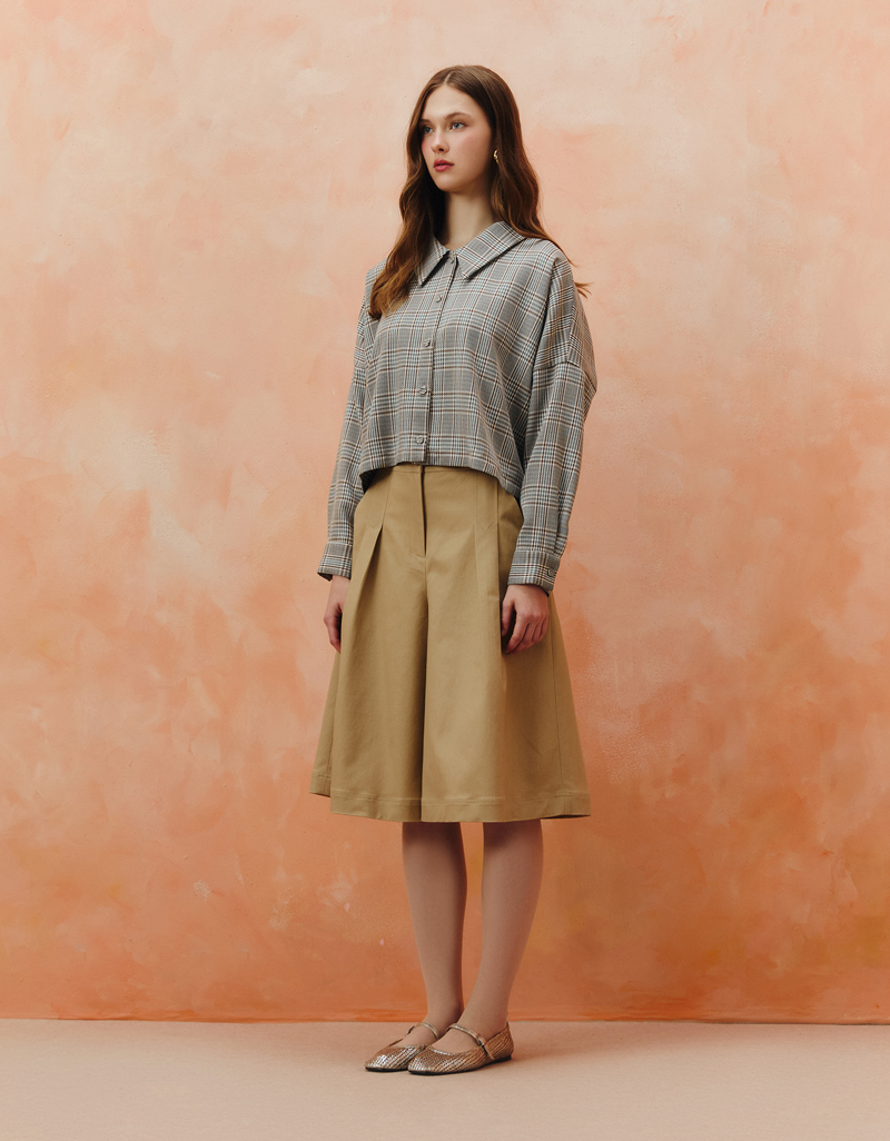 AW25 Plaid Tie-Back Crop Blouse BL-8251103 - Image 2