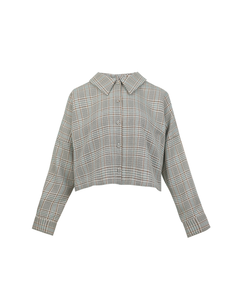 AW25 Plaid Tie-Back Crop Blouse BL-8251103 - Image 10
