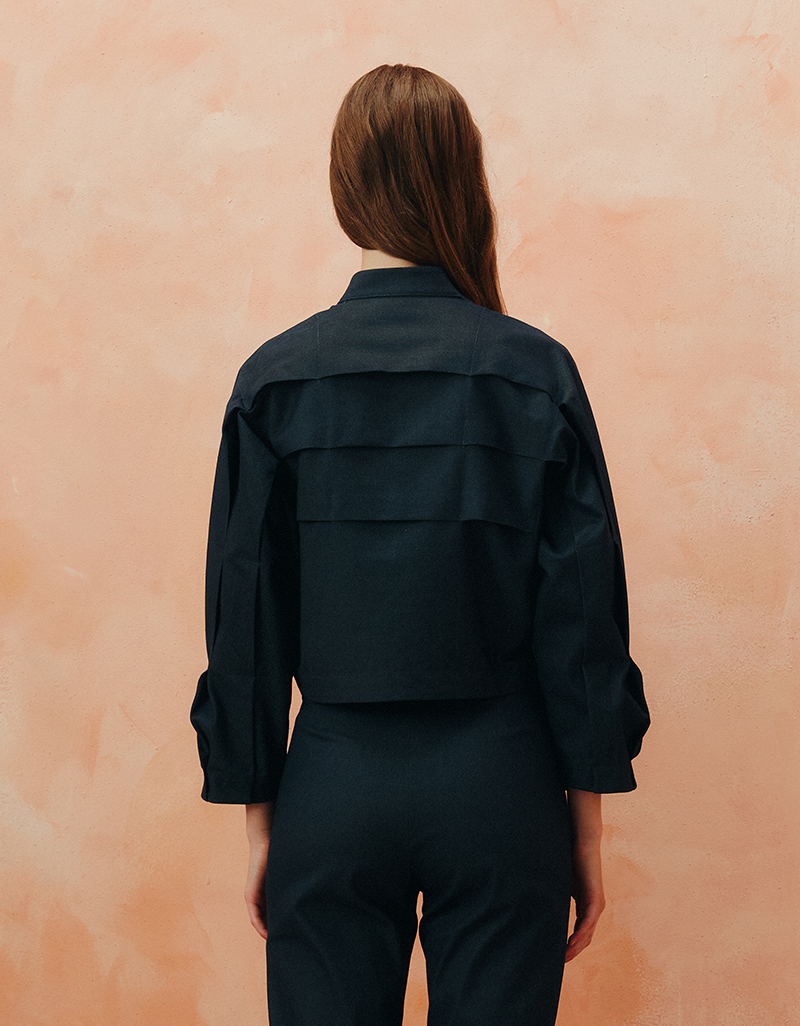 AW25 Stripe Volume Draping Jacket JK-8250805 - Image 8