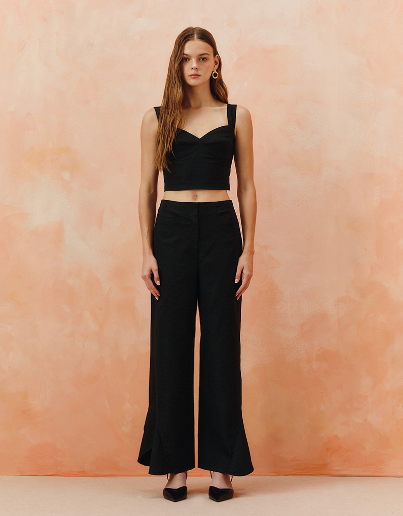 AW25 Black Ziggy Cut Flare Pants PN-8251017
