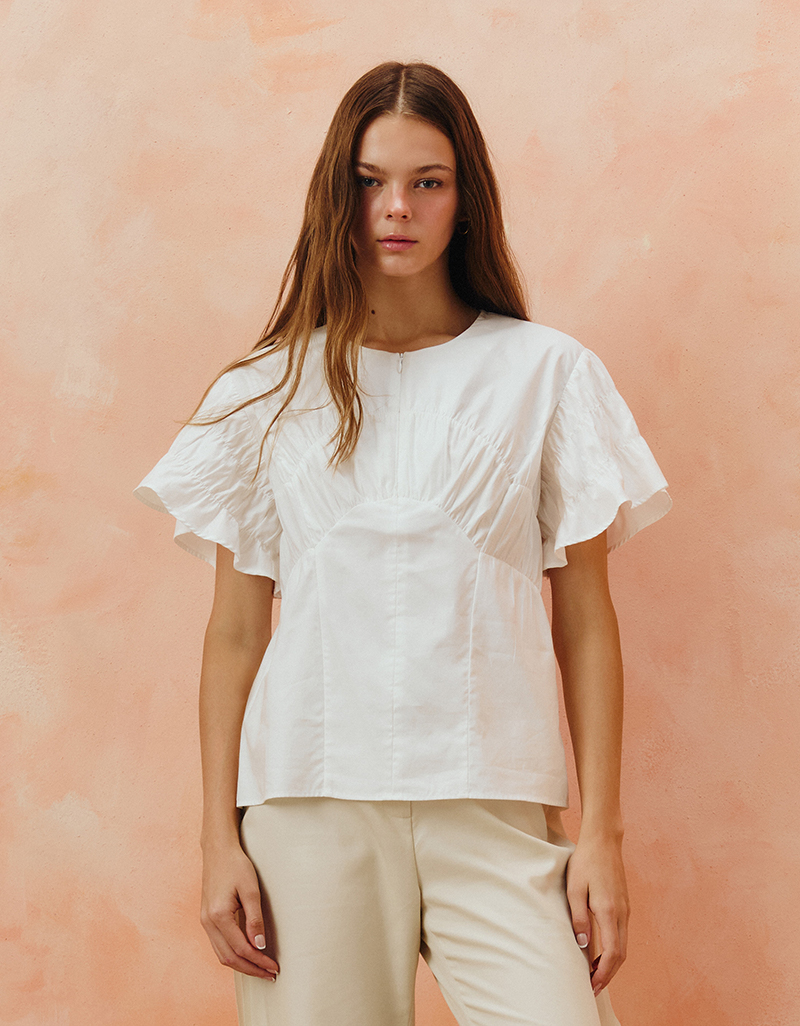 AW25 Seascape Arc Shirring Top BL-8250905