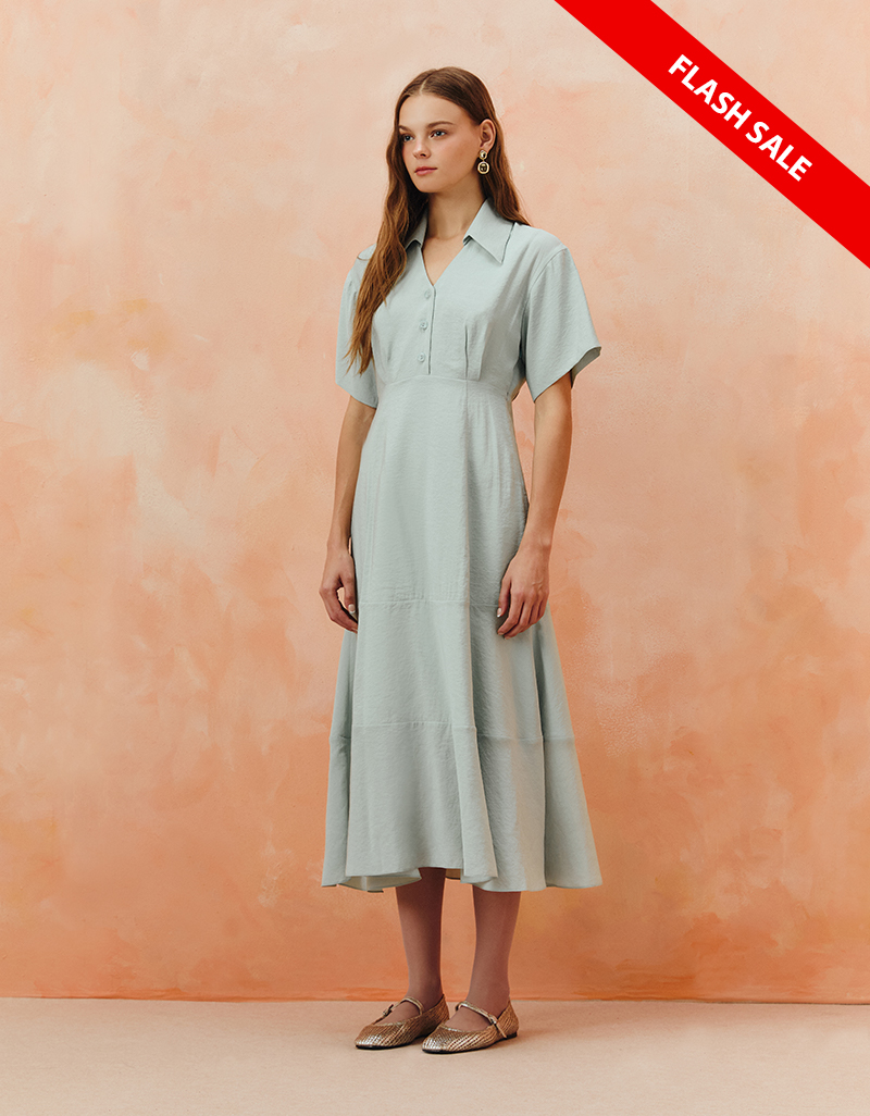 AW25 Soft Collar Midi Dress DS-8251022