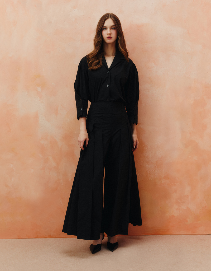 AW25 Pleated Wide-Leg Skirt-Trousers Pants PN-8251012 - Image 2