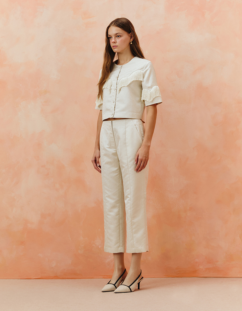 AW25 Seascape Jacquard Fringe Crop Top BL-8251110 - Image 3