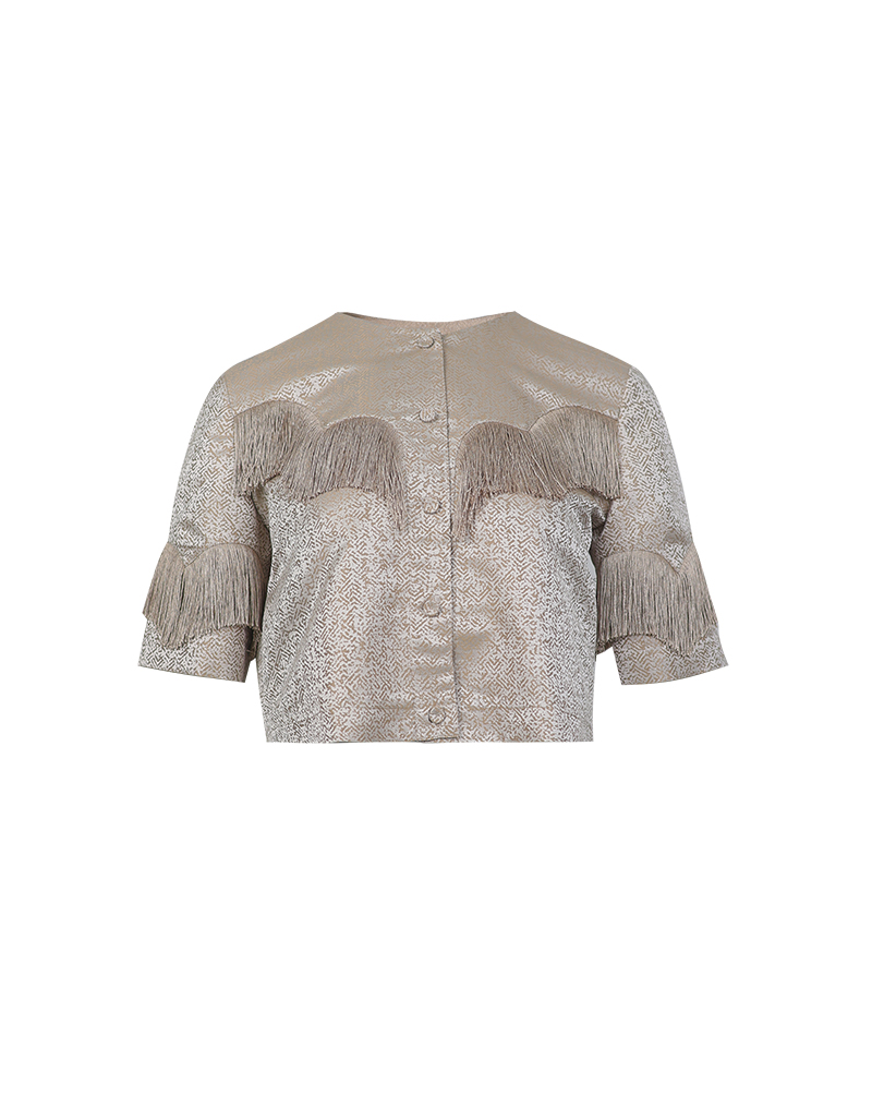 AW25 Seascape Jacquard Fringe Crop Top BL-8251110 - Image 10