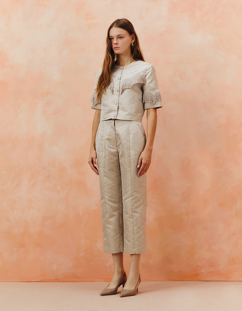 AW25 Seascape Jacquard Fringe Crop Top BL-8251110 - Image 6