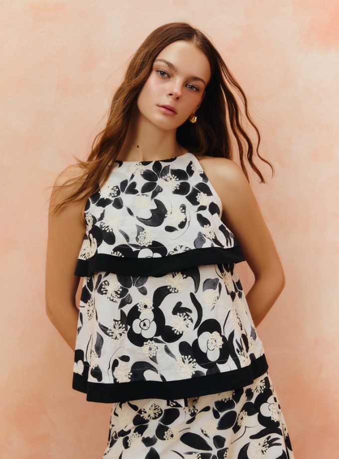 AW25 Lisbon Bloom Tiered Top BL-8251201