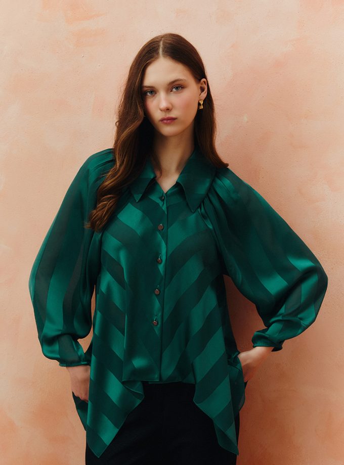 AW25 Sheer Stripe Blouse BL-8251212