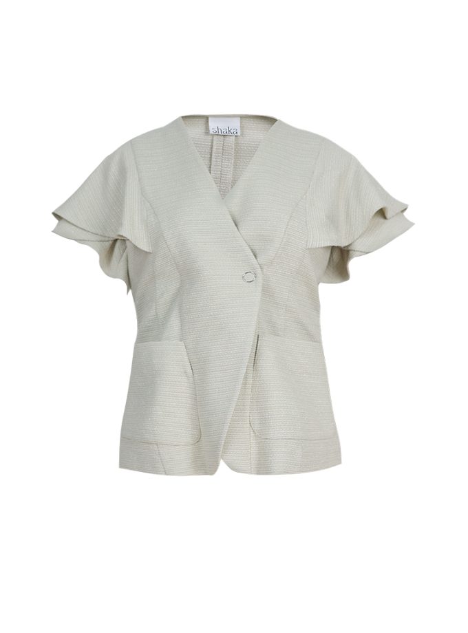 AW25 Double Ruffle Sleeve Tweed Blouse BL-8260201