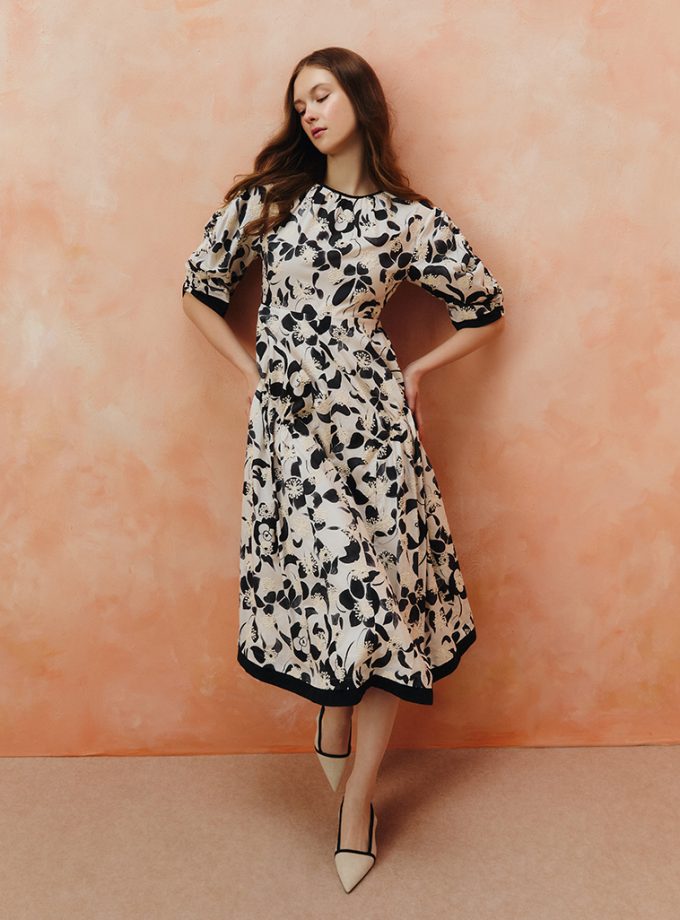 AW25 Lisbon Bloom Puff Sleeve Dress DS-8251203