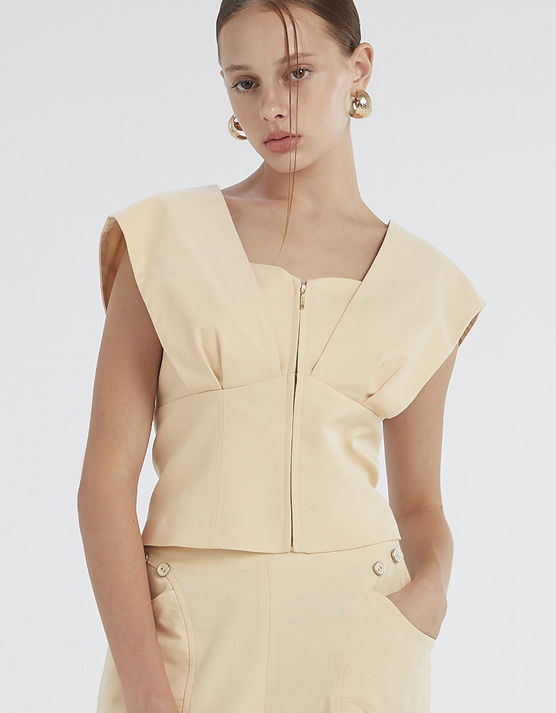 AW23 Solf Corset Recycle Herringbone Top BL-8230708