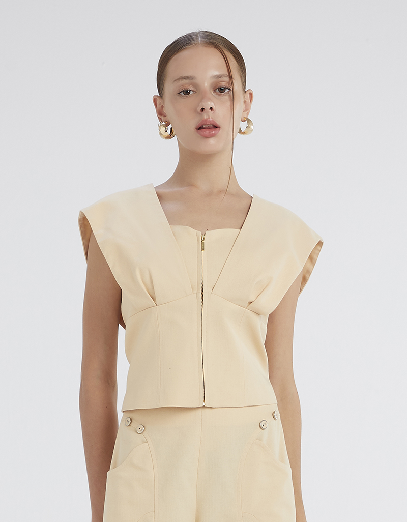 AW23 Solf Corset Recycle Herringbone Top BL-8230708 - Image 4