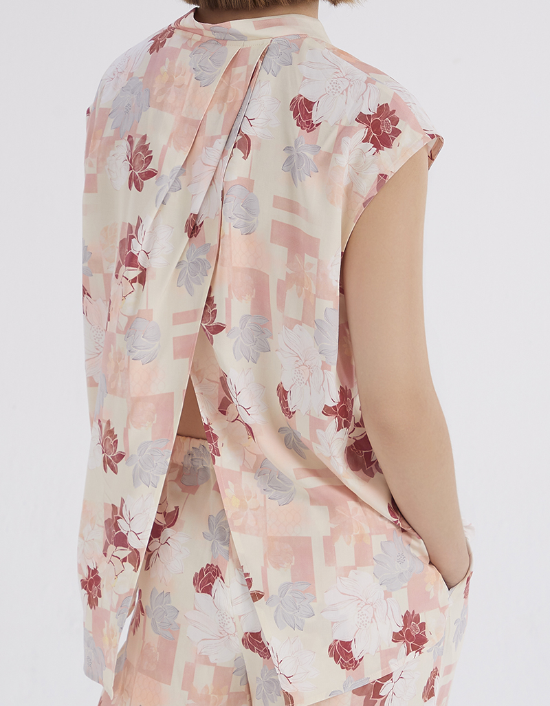 AW23 Ren Print Back Split Top BL-8230901 - Image 4