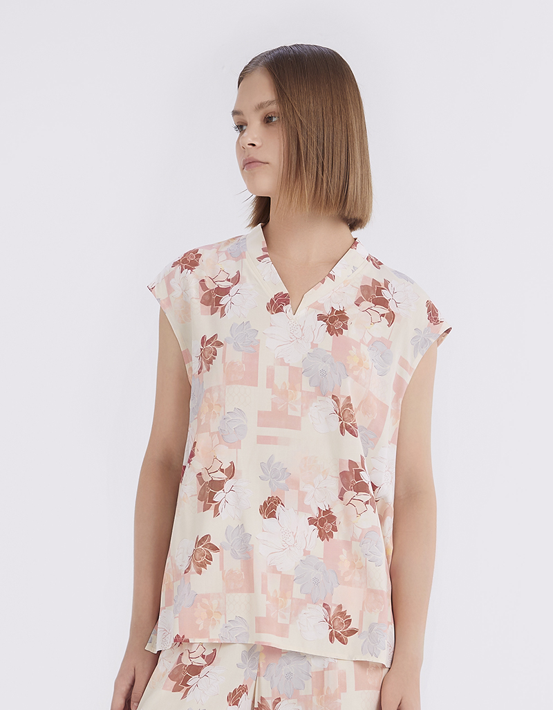 AW23 Ren Print Back Split Top BL-8230901